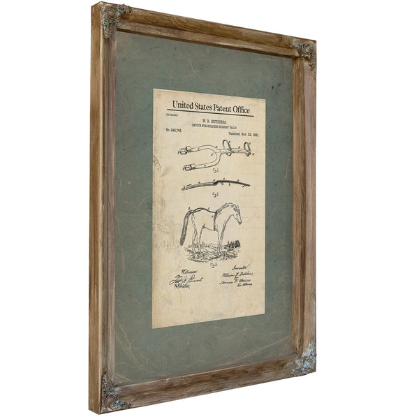 Us Patent No. 249743 Device for Holding Horses Tails by W B Butchers November 22 1881 — Verdigris Framed Canvas Print | Bella