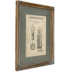 The Gentlemans Ritual — Stelton Shaving Brush Patent — Verdigris Framed Canvas Print | Bella Frye