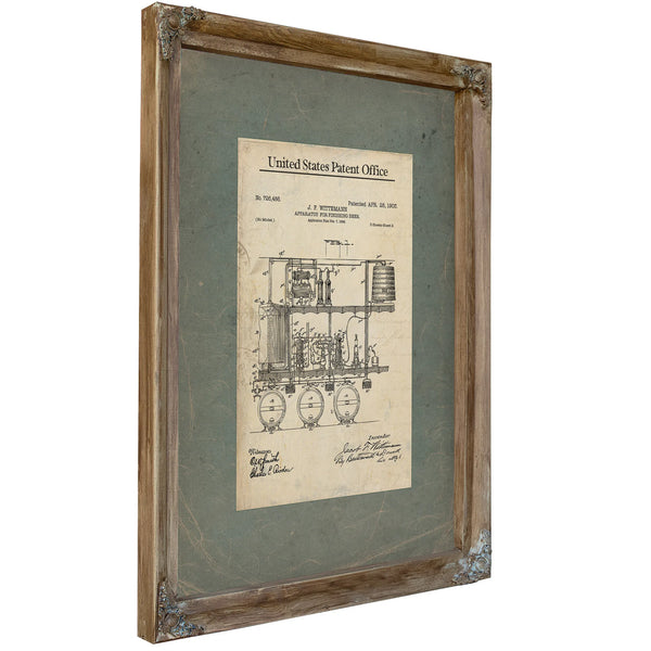 The Wittemann Brewing Apparatus Victorian Beer Finishing Patent Blueprint — Framed Wall Art Room View | Bella Frye