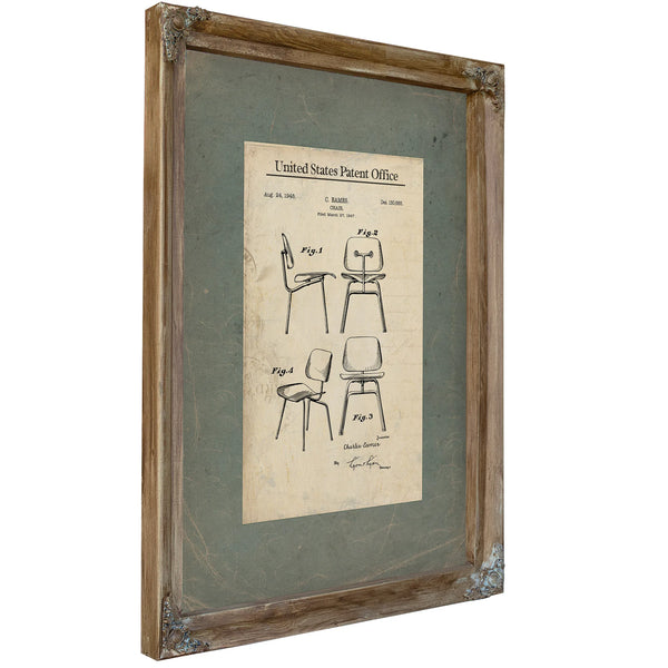 The Eames Patent Blueprint — Molded Plywood Chair Design Specifications — Framed Wall Art Room View | Bella Frye