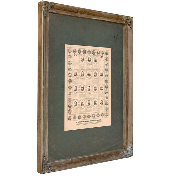 The First Centennial Record of the United States of America 1876 — Verdigris Framed Canvas Print | Bella Frye
