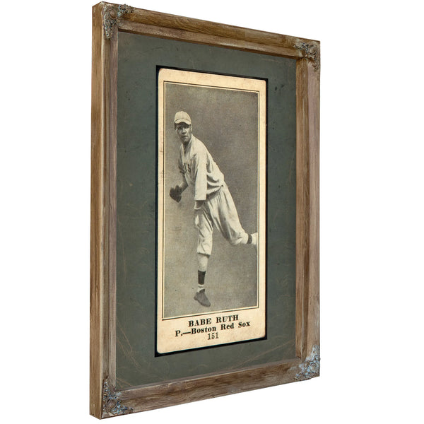 D329 Weil Baking Babe Ruth Rookie — Verdigris Framed Canvas Print | Bella Frye