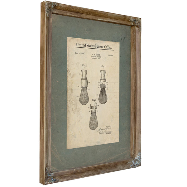 The Gentlemans Morning Ritual — Patent Blueprint of Vanity — Verdigris Framed Canvas Print | Bella Frye