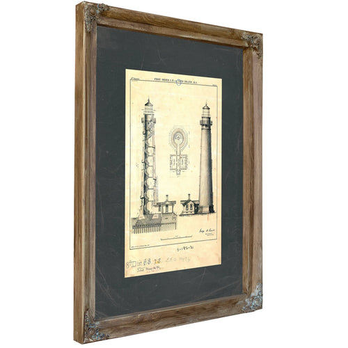 Sand Island Light Station Blueprint the Keepers Vigil — Verdigris Framed Canvas Print | Bella Frye