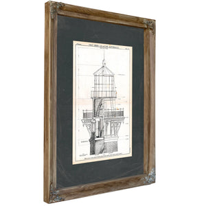 The Hatteras Lantern Room Blueprint — Guardian of the Graveyard of the Atlantic — Verdigris Framed Canvas Print | Bella Frye