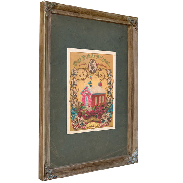 Our Public School the Bullwark of This Country 1895 — Verdigris Framed Canvas Print | Bella Frye