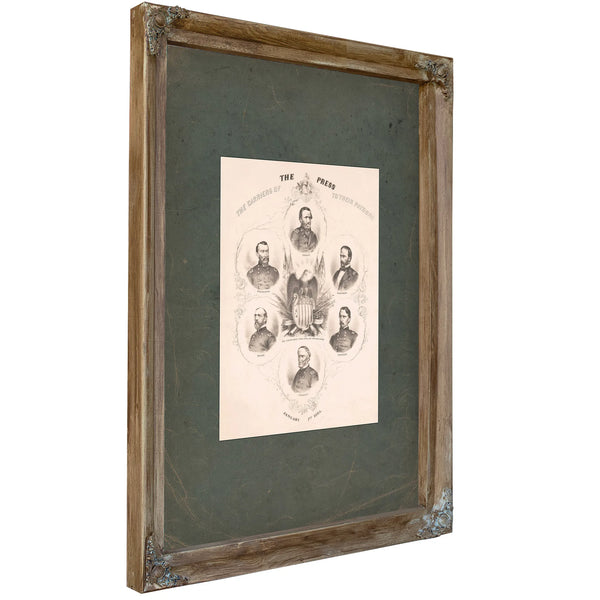 The Carriers of the Press to Their Patrons 19th Century — Verdigris Framed Canvas Print | Bella Frye