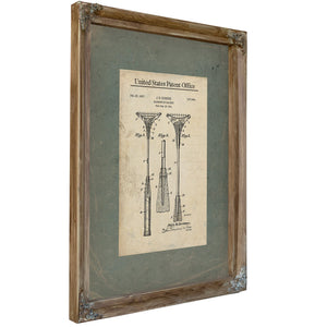 Us Patent No. 271684 Badminton Racket by Jb Dickson (1937) — Verdigris Framed Canvas Print | Bella Frye