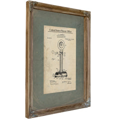 The Birsfield Transmitter — Patent Drawing for the Candlestick Telephone Stand — Framed Wall Art Room View | Bella Frye