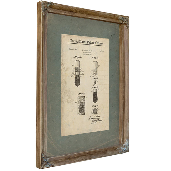 The Gentlemans Morning Ritual Patent Drawing No 1879553 — Verdigris Framed Canvas Print | Bella Frye
