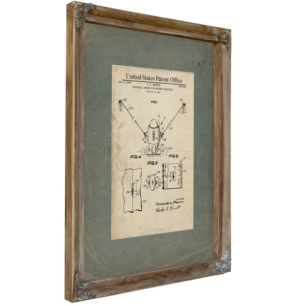 Us Patent No. 322745 Football Device for Kicking Practice by Charles L Pruitt (1966) — Verdigris Framed Canvas Print | Bella 