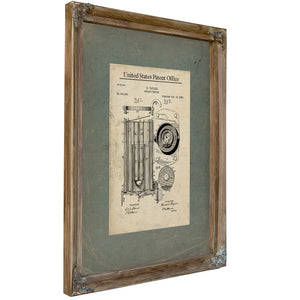 The Proof Seekers Apparatus Patent Blueprint of Spirits Divination — Verdigris Framed Canvas Print | Bella Frye