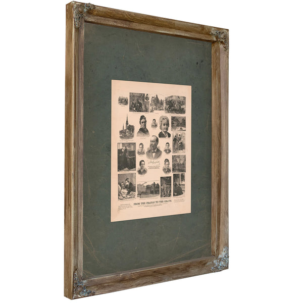 From the Cradle to the Grave Scenes and Incidents in the Life of James a Garfield 1881 — Verdigris Framed Canvas Print | Bell