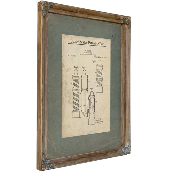 The Bloodletters Beacon Patent Blueprint of the Barbers Spiral — Verdigris Framed Canvas Print | Bella Frye