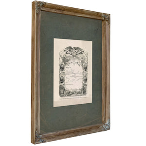 The Union Soldiers Discharge Certificate 1865 — Verdigris Framed Canvas Print | Bella Frye
