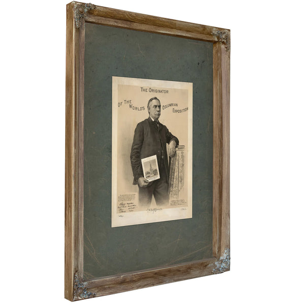 The Originator of the Worlds Columbian Exposition 1892 — Verdigris Framed Canvas Print | Bella Frye