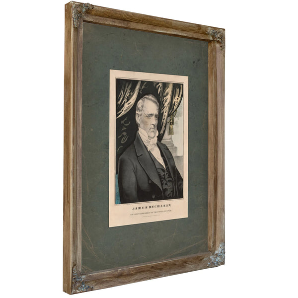 James Buchanan Fifteenth President of the United States 1857 — Verdigris Framed Canvas Print | Bella Frye