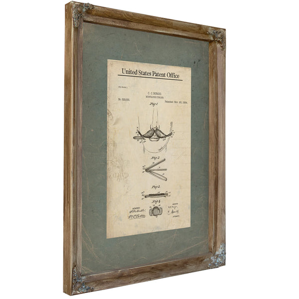 The Gentlemans Vanity Patent for the Perfected Whisker — Verdigris Framed Canvas Print | Bella Frye