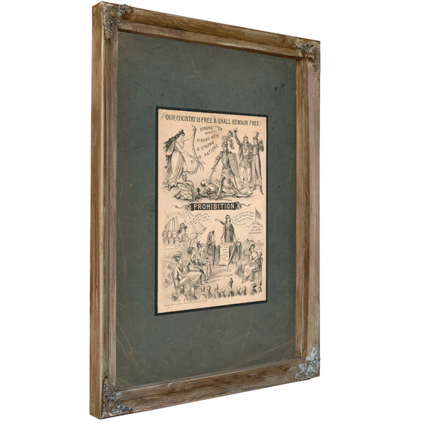 Prohibition Our Country is Free Shall Remain Free! 1882 — Verdigris Framed Canvas Print | Bella Frye