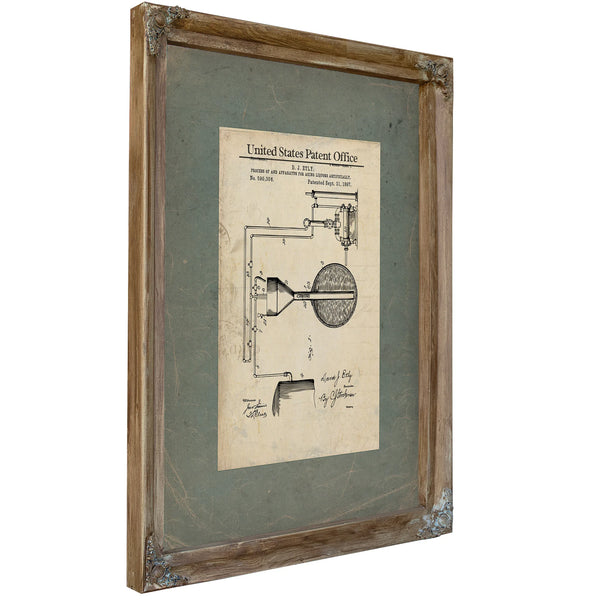 The Alchemists Shortcut Patent for Artificial Spirits Aging — Verdigris Framed Canvas Print | Bella Frye