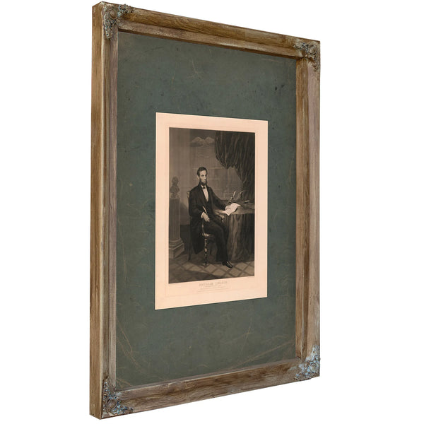 Abraham Lincoln President of the United States Signing the Emancipation Proclamation 1864 — Verdigris Framed Canvas Print | B