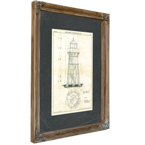 The Keepers Blueprint Mobile Point Light Station Engineering Schematic — Verdigris Framed Canvas Print | Bella Frye