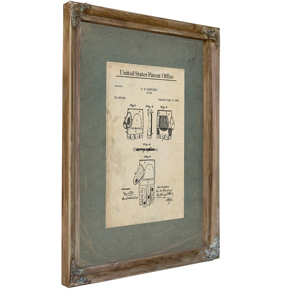 Us Patent No. 325968 Glove by G H Rawlings (1885) — Verdigris Framed Canvas Print | Bella Frye