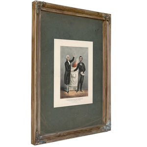 Washington and Lincoln the Father and the Saviour of Our Country 1865 — Verdigris Framed Canvas Print | Bella Frye