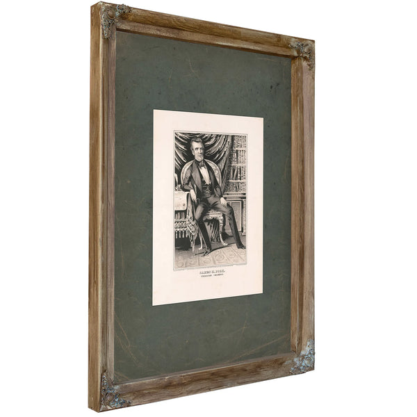James K Polk Freedoms Champion 1846 — Verdigris Framed Canvas Print | Bella Frye