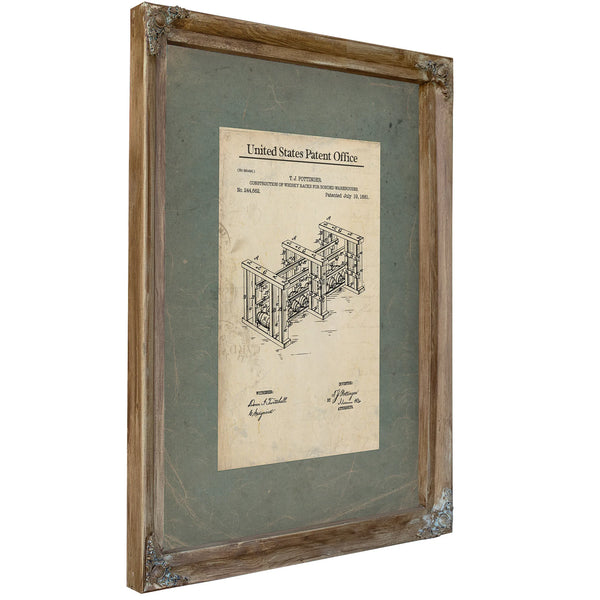 The Bonded Spirits Blueprint a Study in Barrel Architecture — Verdigris Framed Canvas Print | Bella Frye