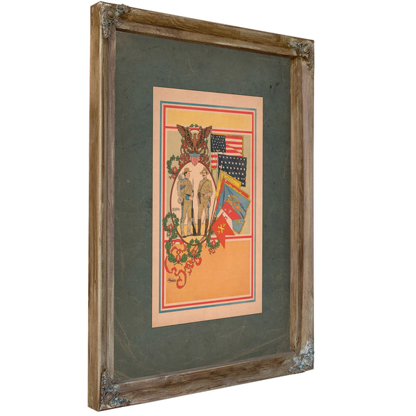 Spanish American Soldiers and Flags 1898 — Verdigris Framed Canvas Print | Bella Frye