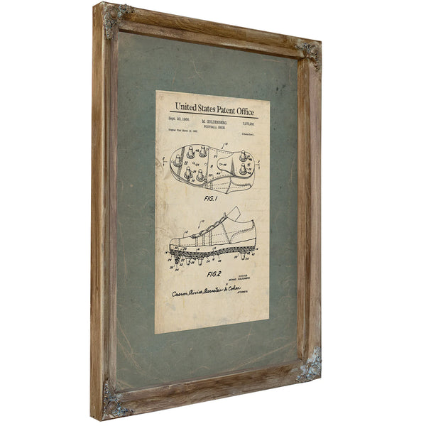 US Patent No. 3273266 Football Shoe by Michael Goldenberg (1966) — Verdigris Framed Canvas Print | Bella Frye