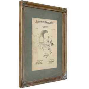 The Gentlemans Vanity Patent for the Whisker Shield — Verdigris Framed Canvas Print | Bella Frye
