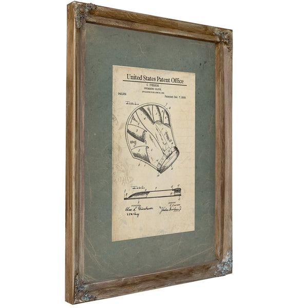 Us Patent No. 942262 Swimming Glove by C Iverson (199) — Verdigris Framed Canvas Print | Bella Frye