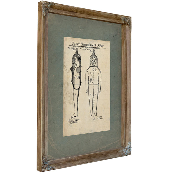 Us Patent No. 11921 Improvement in Diving Apparatus Armors by Charles Wilson September 19 1871 — Verdigris Framed Canvas Prin