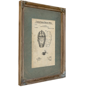 Us Patent No. 287331 Mask for Base Ball Catchers by Ak Schaap October 23 1883 — Verdigris Framed Canvas Print | Bella Frye