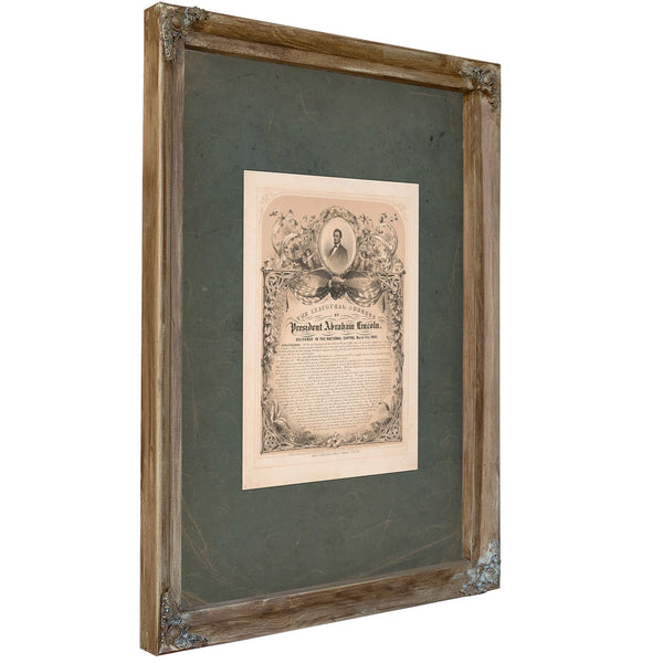 The Inaugural Address of President Abraham Lincoln Delivered in the National Capitol March 4th 1865 1865 — Verdigris Framed C