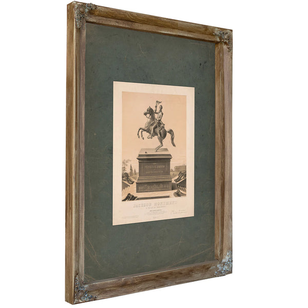 Jackson Monument in the City of Washington 1848 — Verdigris Framed Canvas Print | Bella Frye