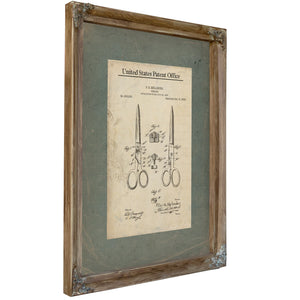 The Tailors Instrument Melander Shears Patent — Verdigris Framed Canvas Print | Bella Frye