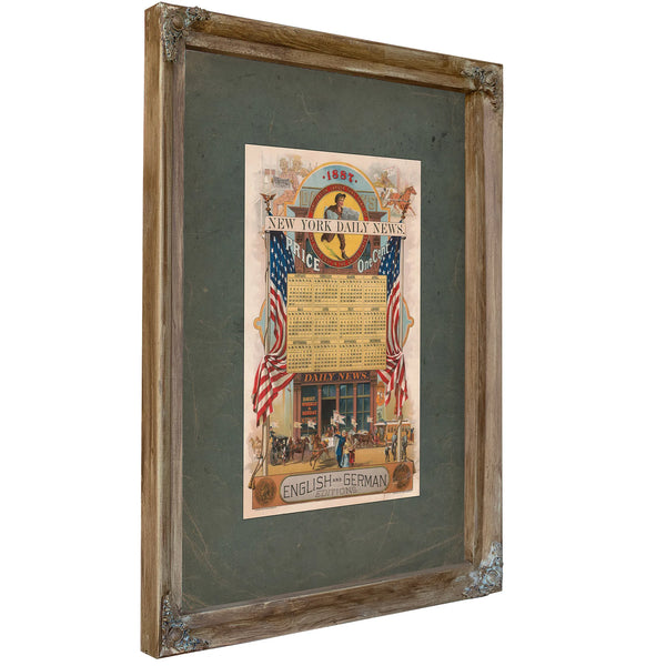 New York Daily News 1886 — Verdigris Framed Canvas Print | Bella Frye