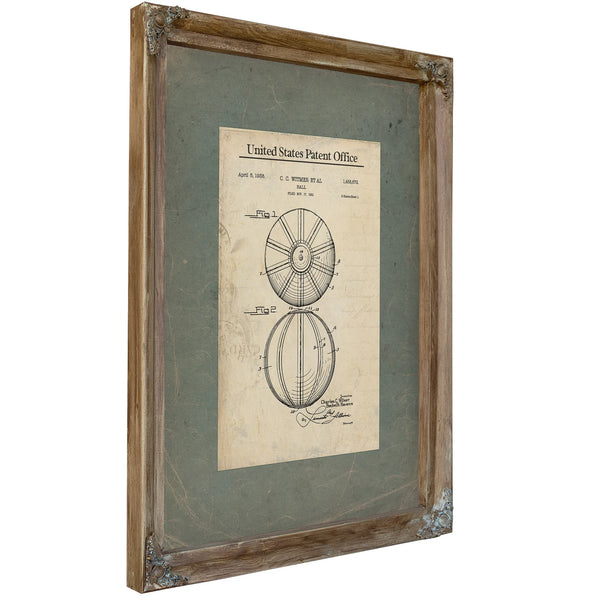 United States Patent No. 1458672 Ball Design by Cc Witmer Et Al Filed November 17 1921 — Verdigris Framed Canvas Print | Bell