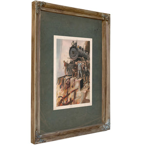 Train Halted by Fire With Crowd Watching 19th Century — Framed Wall Art Room View | Bella Frye