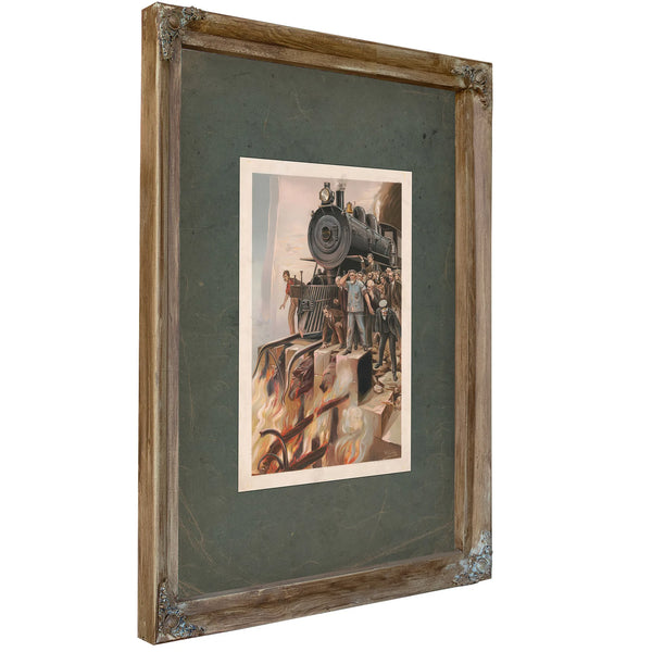 Train Halted by Fire With Crowd Watching 19th Century — Framed Wall Art Room View | Bella Frye