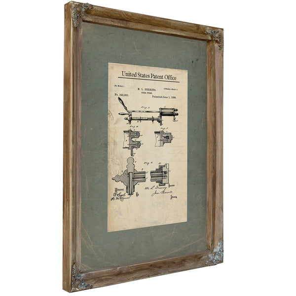 The Deering Beer Pump Patent Mechanical Drawings of Victorian Libation Engineering — Framed Wall Art Room View | Bella Frye