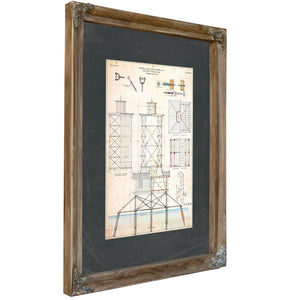 The Keepers Skeleton Brewerton Channel Lighthouse Blueprint — Verdigris Framed Canvas Print | Bella Frye