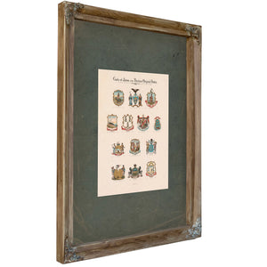 Coats of Arms of the Thirteen Original States 19th Century — Verdigris Framed Canvas Print | Bella Frye