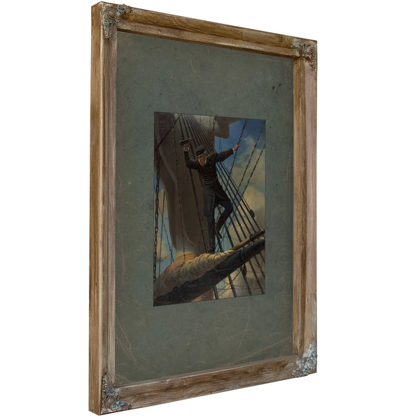 Lashed to the Shroudsfarragut Passing the Forts at Mobile in His Flagship Hartford 1864 187 — Verdigris Framed Canvas Print |