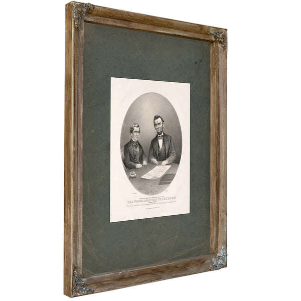 President Lincoln and Secretary Seward Signing the Proclamation of Freedom January 1st 1863 1865 — Verdigris Framed Canvas Pr