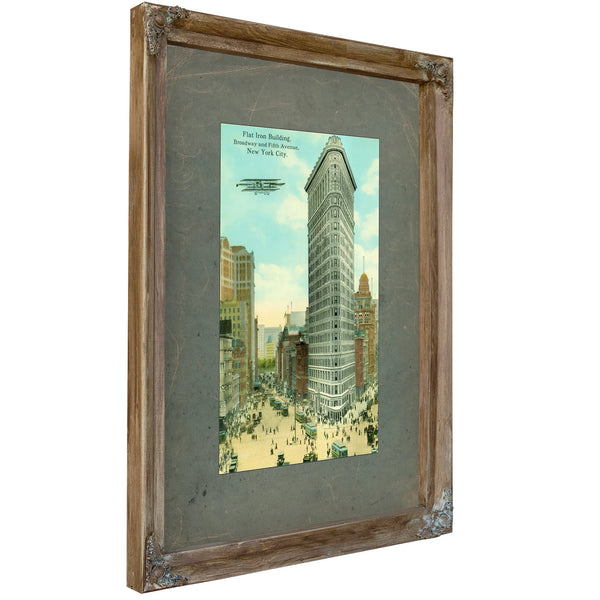 The Iron Sentinel Manhattans Wedge of Progress — Verdigris Framed Canvas Print | Bella Frye
