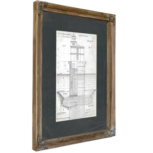 The Keepers Blueprint Chesapeake Bay Lighthouse Engineering Study — Verdigris Framed Canvas Print | Bella Frye